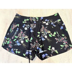 Athleta Gold Coast Floral Black Swim Board Short Size 0 Drawstring